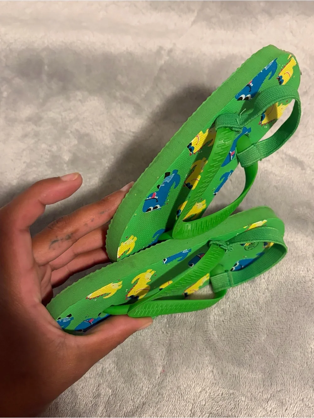 Kids Green Dino Flip-Flops - Fun Printed Sandals